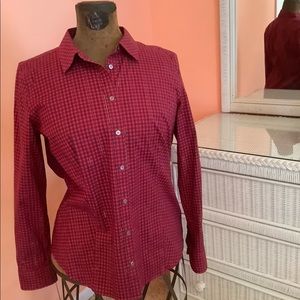 Raspberry Red & Black plaid Shirt Blouse